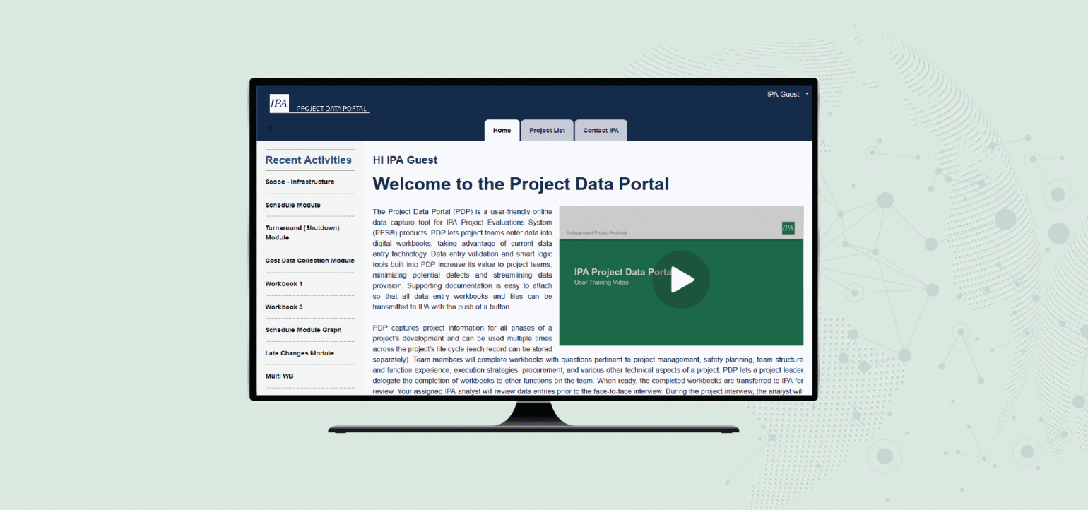 Image of IPA's new Project Data Portal (for illustrative purposes only).